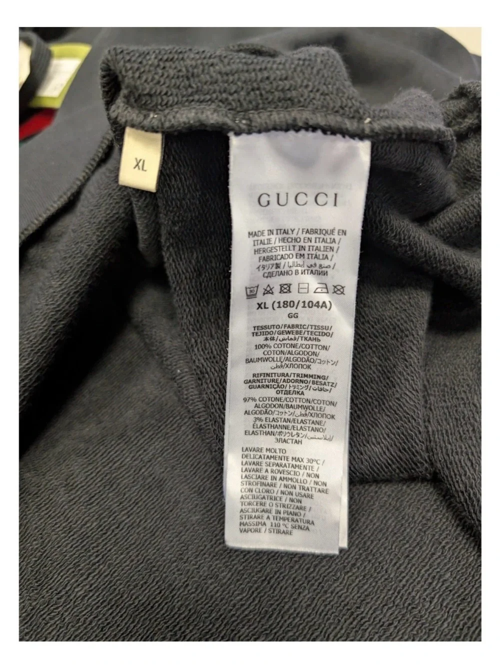 NWT Gucci Black Hoodie with Red & Green Interlocking Logo XL